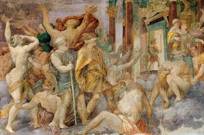 Franz I. vertreibt die Laster und betritt den Tempel des Jupiter, ca. 1522-40 von Giovanni Battista Rosso Fiorentino